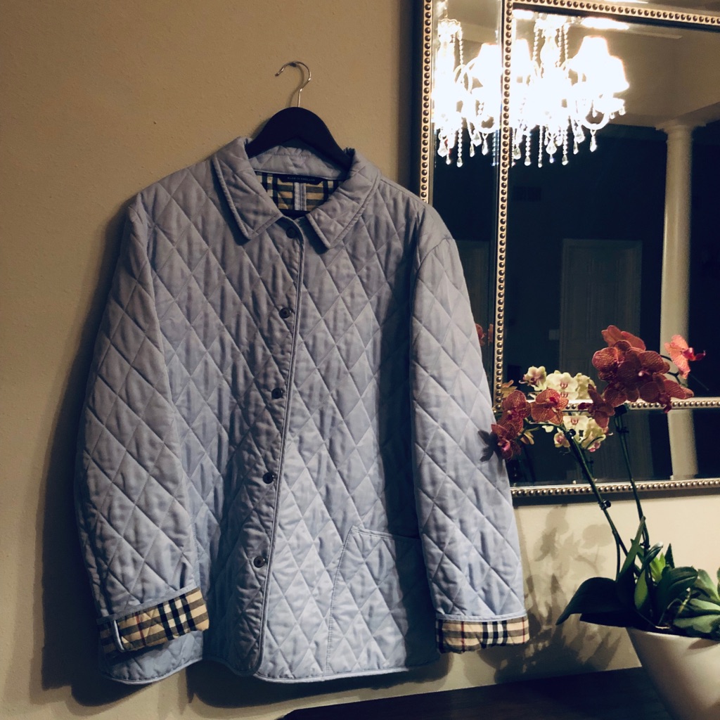 Burberry Light Blue Quilted Jacket Burberry Light Blue Quilted Jacket